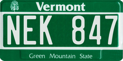 VT license plate NEK847