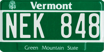 VT license plate NEK848