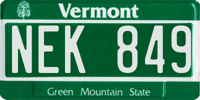 VT license plate NEK849