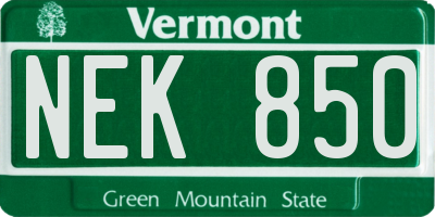 VT license plate NEK850