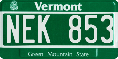 VT license plate NEK853