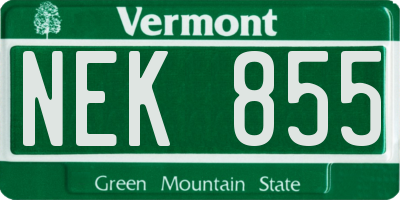 VT license plate NEK855
