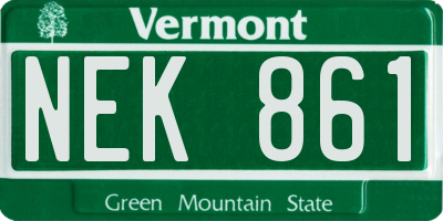 VT license plate NEK861