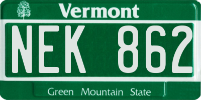 VT license plate NEK862