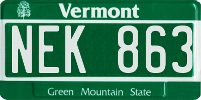 VT license plate NEK863