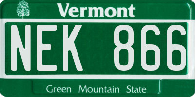 VT license plate NEK866