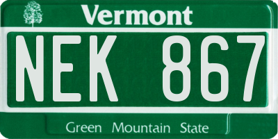 VT license plate NEK867