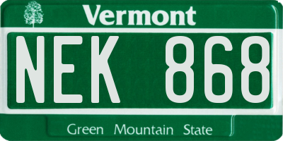 VT license plate NEK868