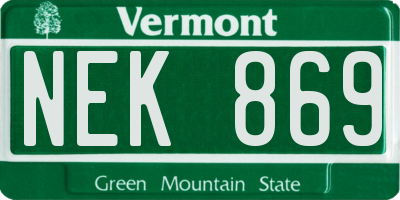 VT license plate NEK869
