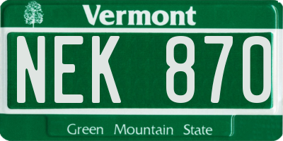 VT license plate NEK870