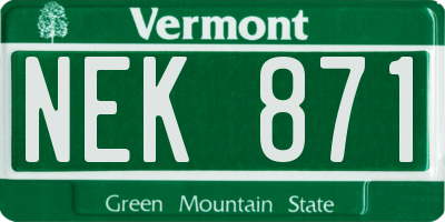 VT license plate NEK871