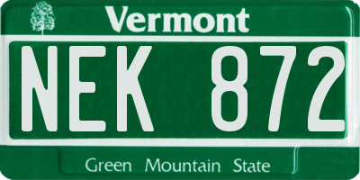 VT license plate NEK872