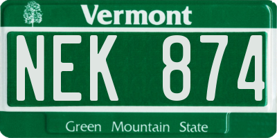 VT license plate NEK874