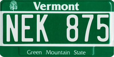 VT license plate NEK875
