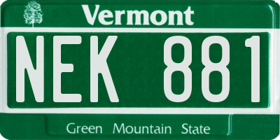 VT license plate NEK881
