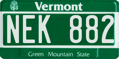 VT license plate NEK882