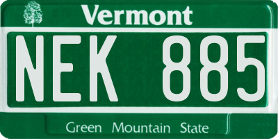 VT license plate NEK885