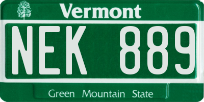 VT license plate NEK889