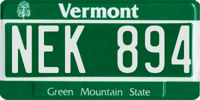 VT license plate NEK894