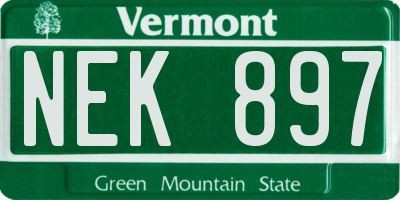 VT license plate NEK897