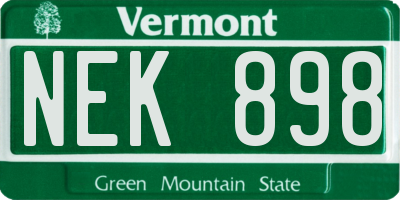 VT license plate NEK898