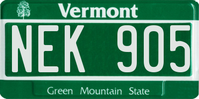 VT license plate NEK905