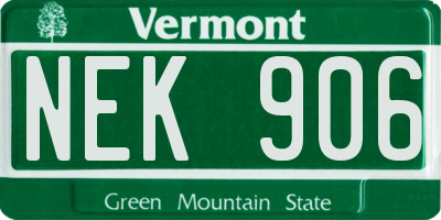 VT license plate NEK906