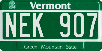 VT license plate NEK907