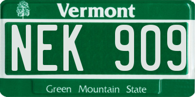VT license plate NEK909