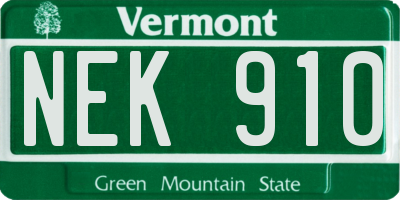 VT license plate NEK910