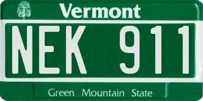 VT license plate NEK911