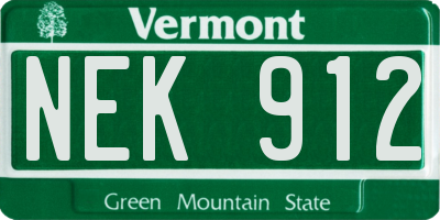 VT license plate NEK912