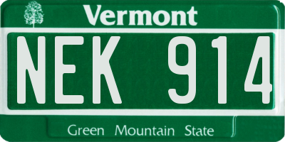 VT license plate NEK914