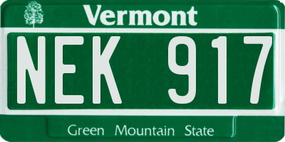 VT license plate NEK917