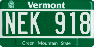 VT license plate NEK918