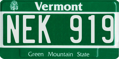 VT license plate NEK919