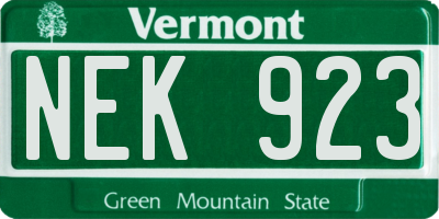 VT license plate NEK923