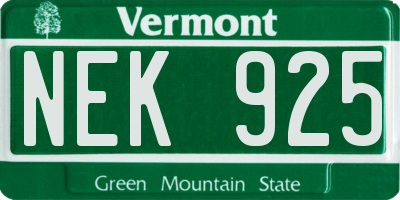 VT license plate NEK925