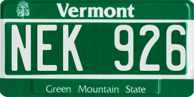 VT license plate NEK926