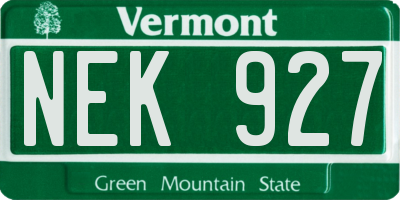 VT license plate NEK927