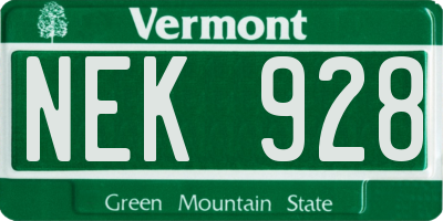 VT license plate NEK928