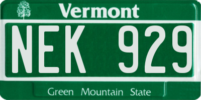 VT license plate NEK929