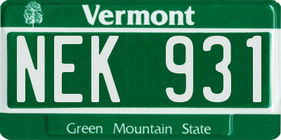 VT license plate NEK931