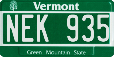 VT license plate NEK935