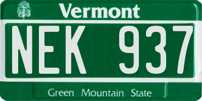 VT license plate NEK937
