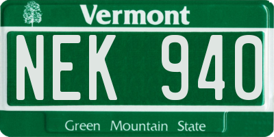 VT license plate NEK940