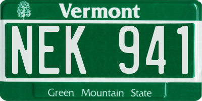 VT license plate NEK941