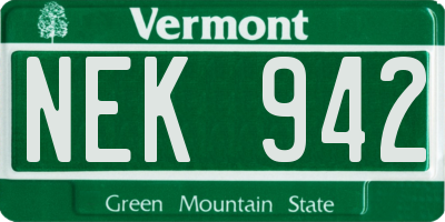 VT license plate NEK942