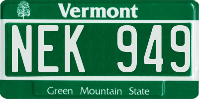 VT license plate NEK949