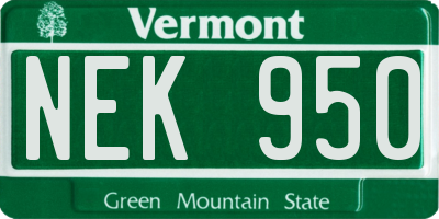 VT license plate NEK950